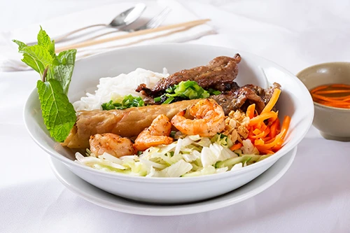 Bún Tôm Nướng + Chả Giò